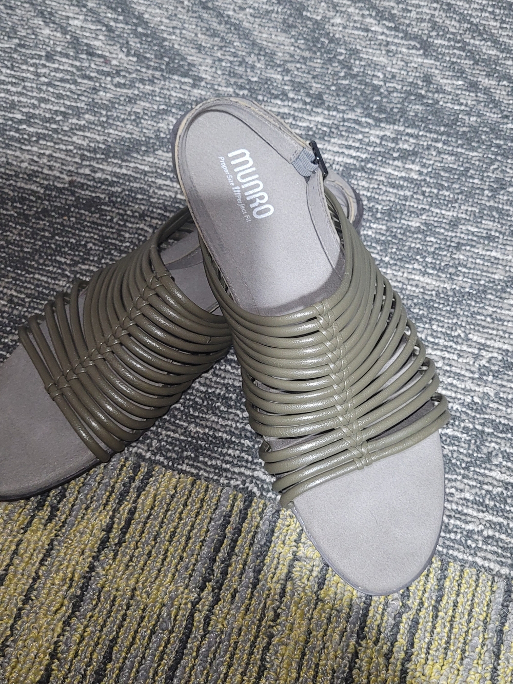 Munro Olive Green Strappy Slide Sandals